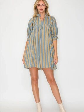 Meet Me in Santorini Hazel Stripe Shirt Dress Size Small